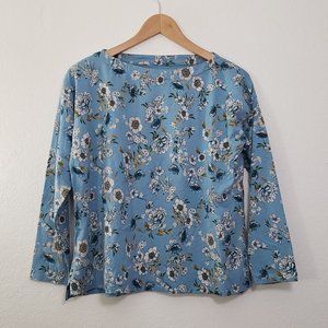 Women's Sz M J. Jill Luxe Blue Long Sleeve Tee EUC